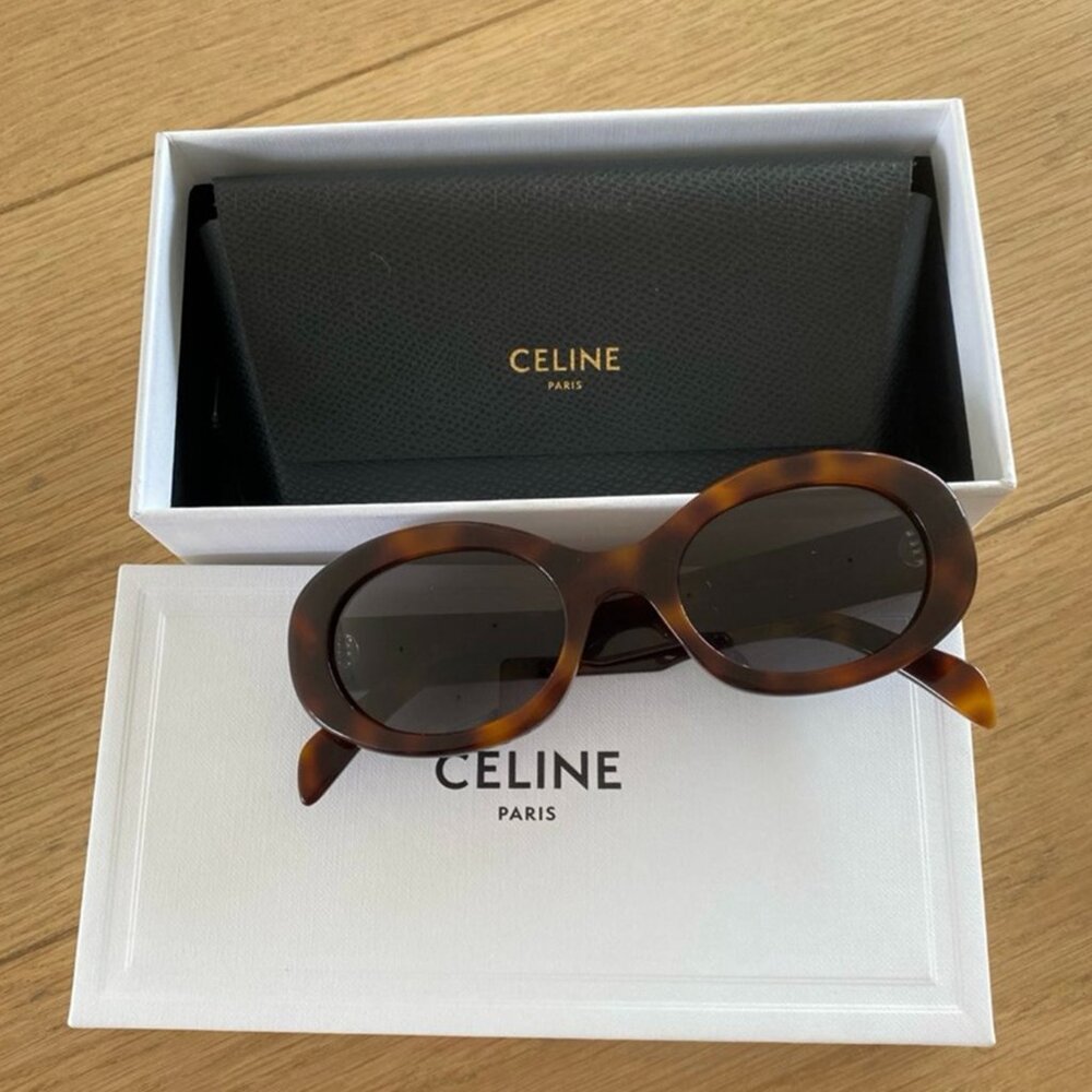 Celine Triomphe Oval Tortoise Sunglasses - Picture 1 of 6